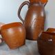 Pitcher & ceramic and leather glass set by Artesania Raymon, Spain 1950