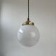 Old round pendant light 18 cm in vintage opaline