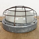 Industrial Grey Wall Light with Milk Glass from Elektrosvit, 1970s