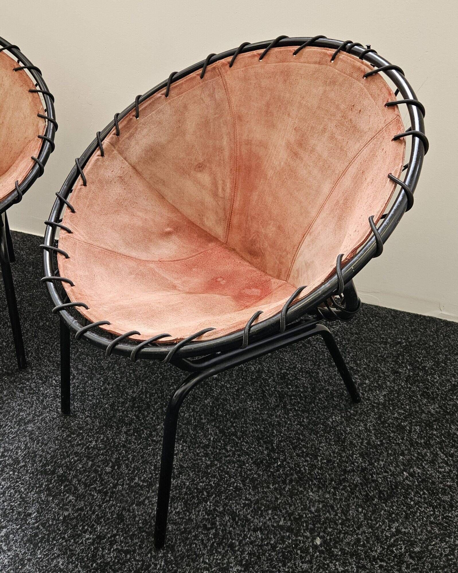 Hans Olsen Suede lounge chair pair for Lusch – 1950s mid-century