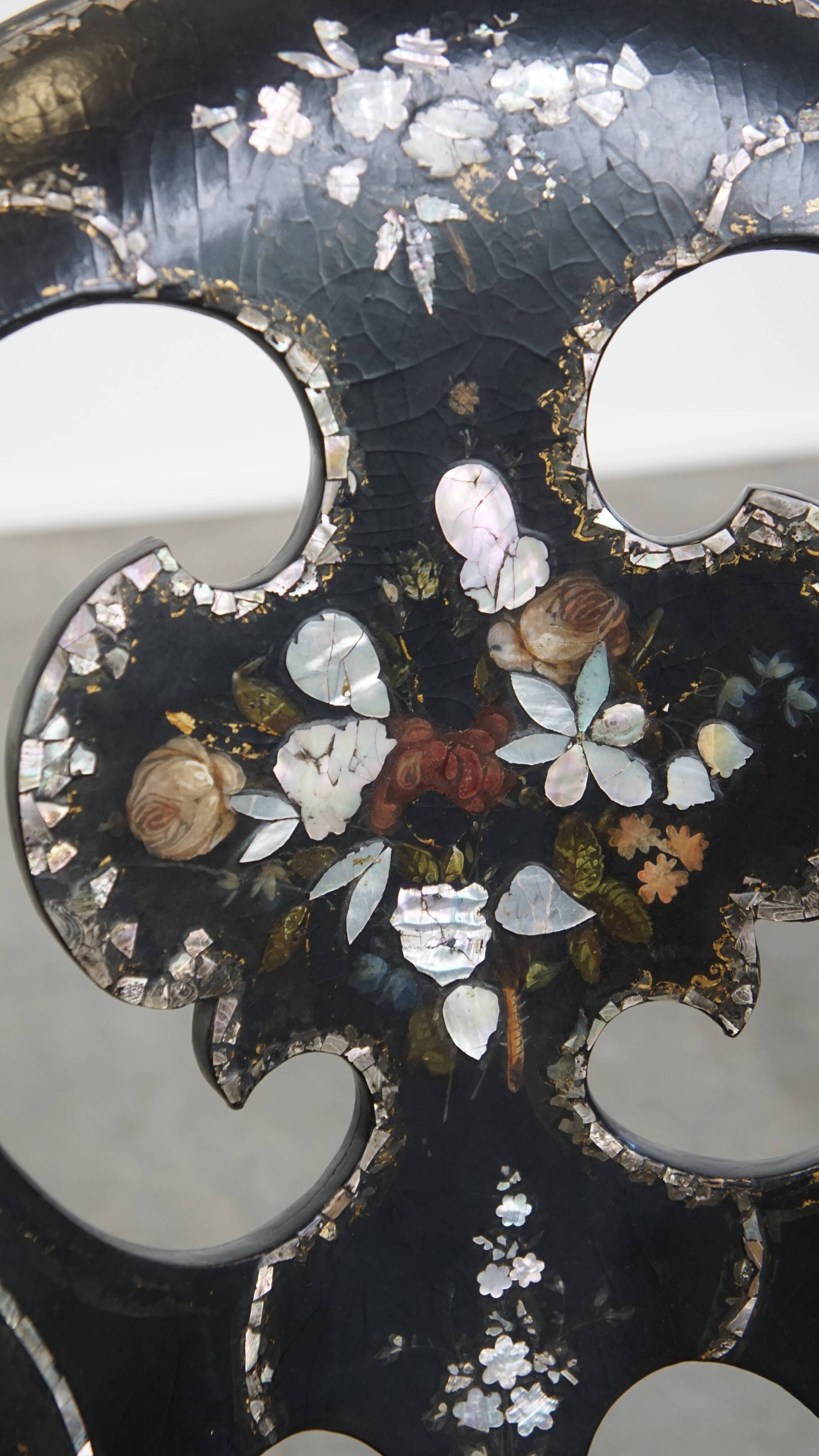 19th-Century English Chinoiserie Mother of Pearl Decorative Chair