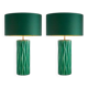 Pair of table lamps in crackled green ceramic and patinated brass finish.