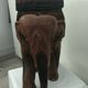 Tabouret éléphant en bois sculpté polychromie