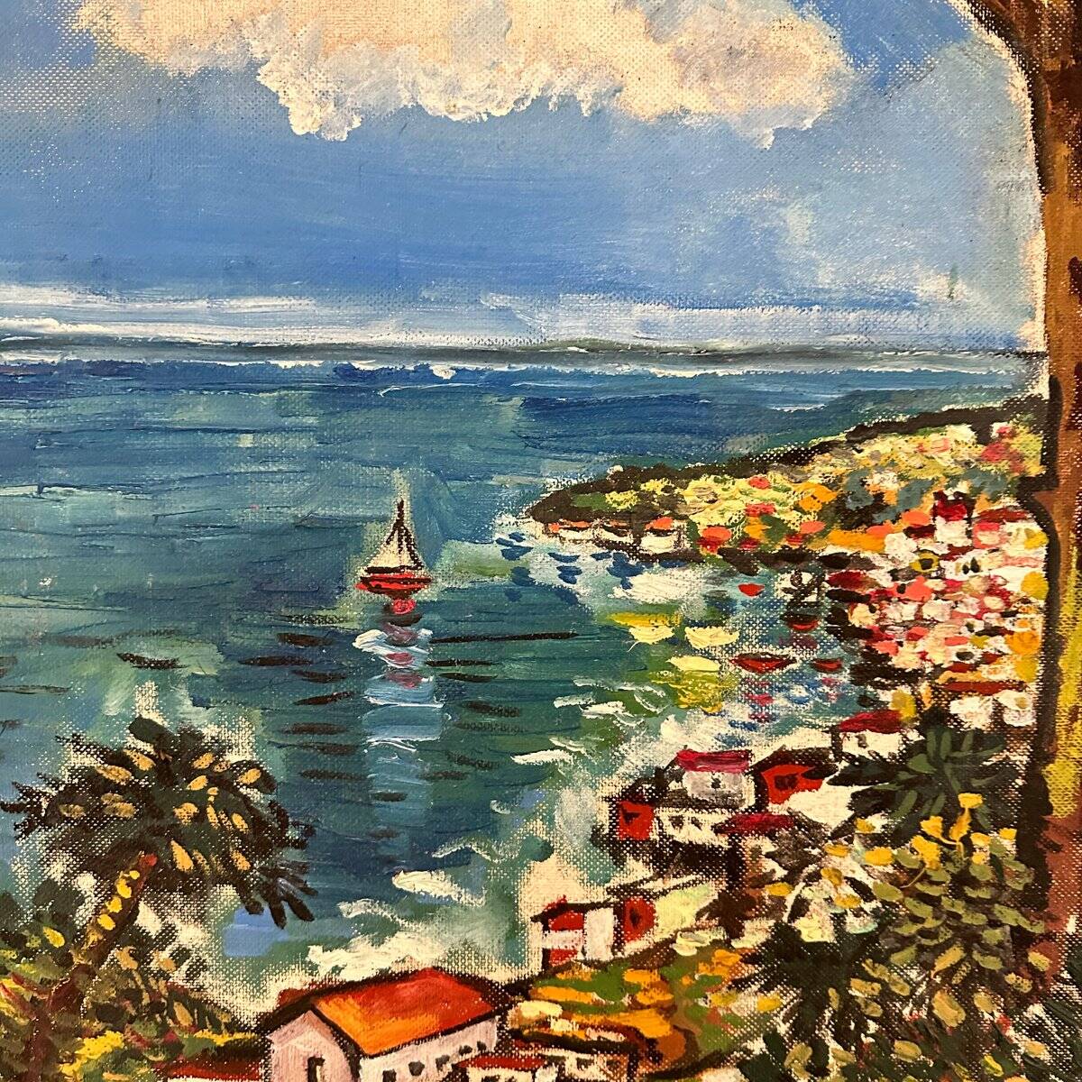 Cote d'Azur, 1970, Oil Painting
