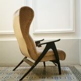 Fauteuil Wing chair à système de relaxation année 50/60