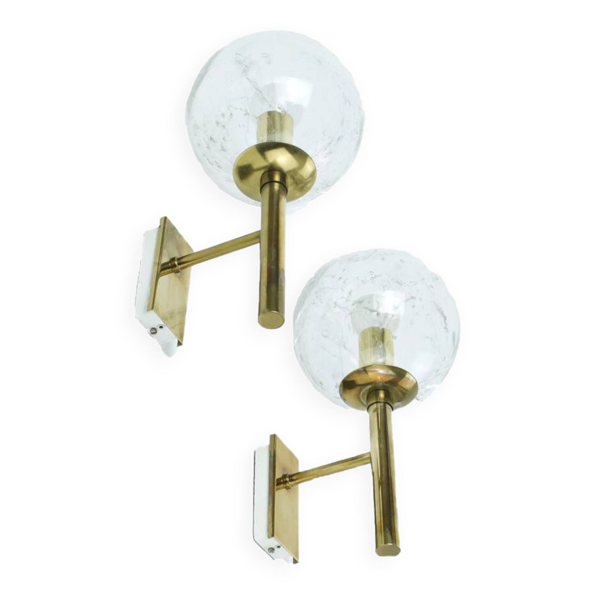 Brass and glass wall lights, vintage, 1960 by Hillebrand.