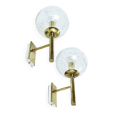 Brass and glass wall lights, vintage, 1960 by Hillebrand.
