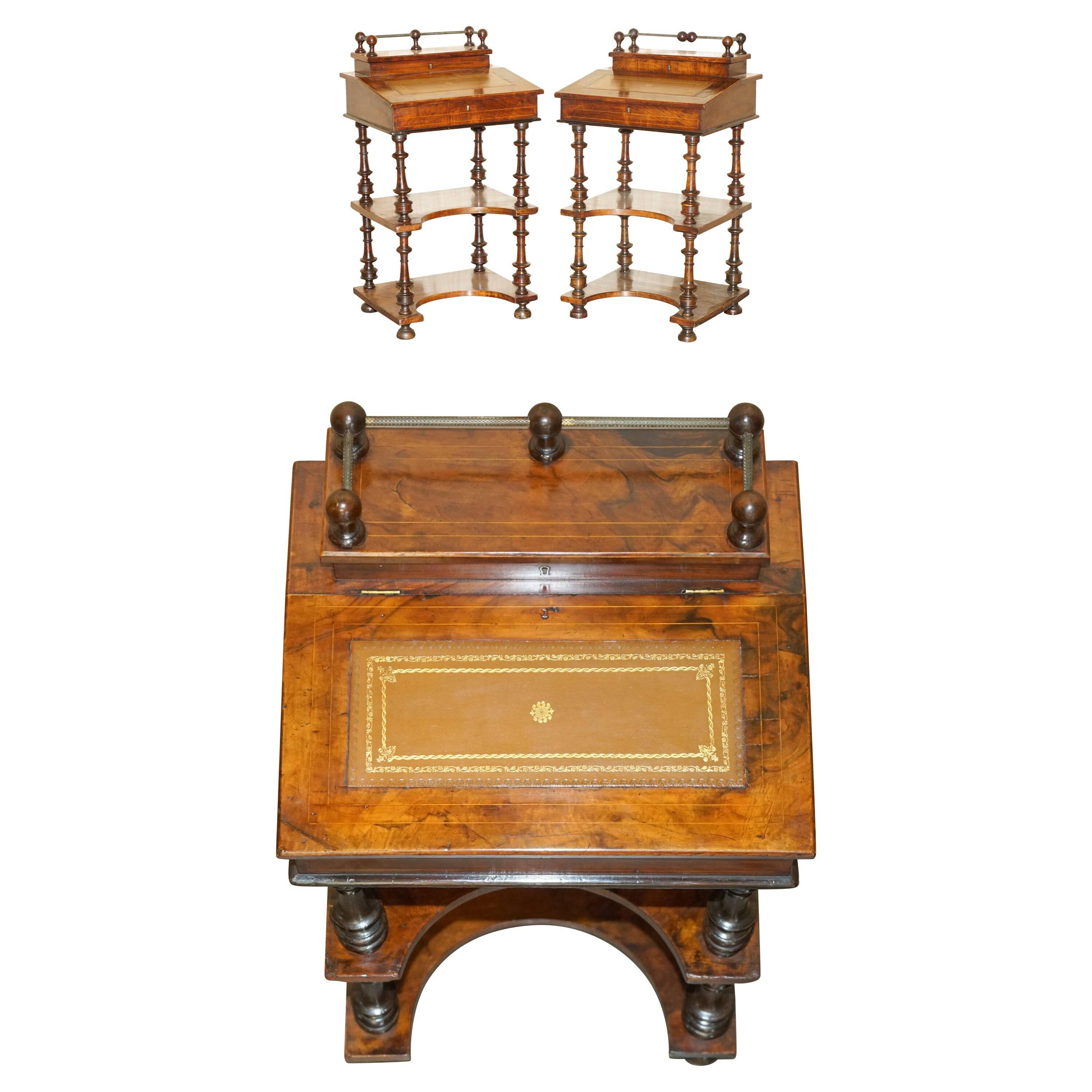 Pair of fully restored antique Davenport desks.