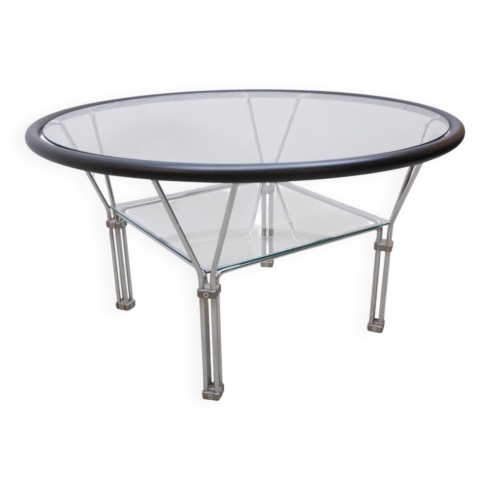 Table basse en verre industriel des années 1970