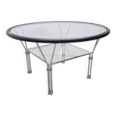 Industrial glass coffee table from the 1970s