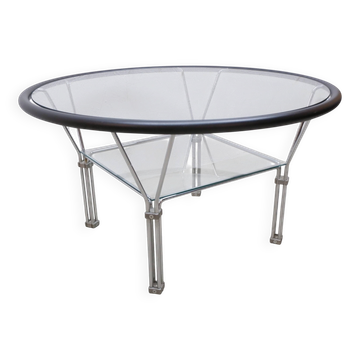 Table basse en verre industriel des années 1970