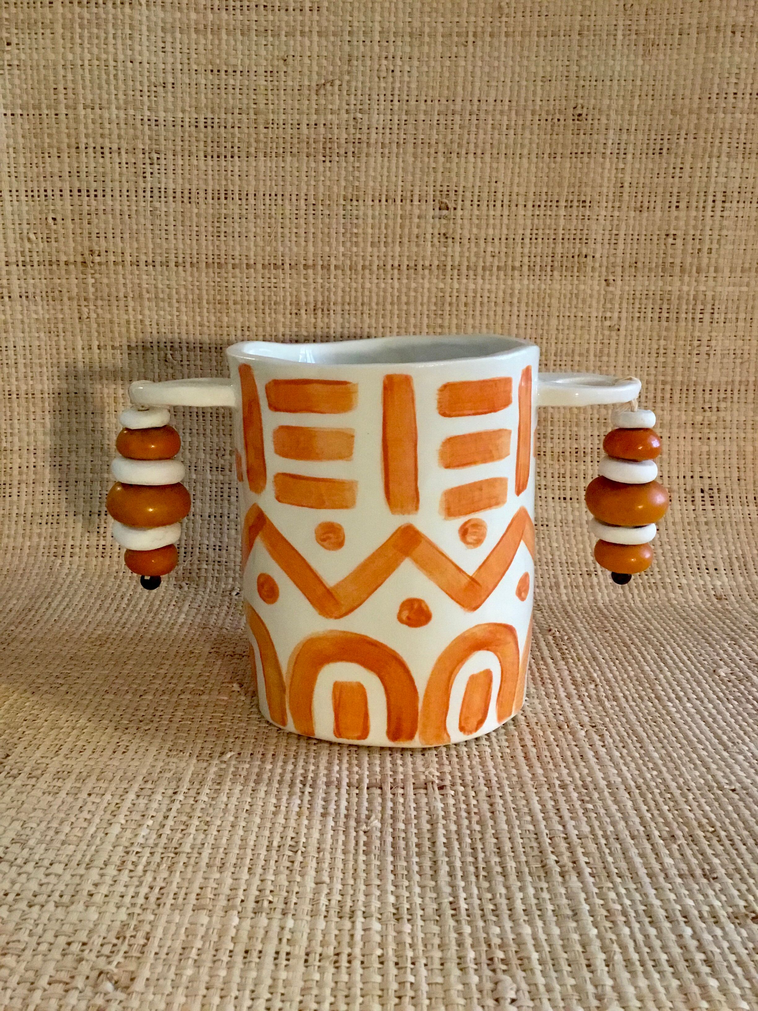 Hand-painted ceramic utensil pot