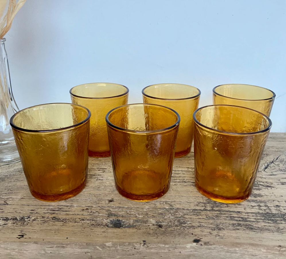 Lot de 6 verres ambrés Lever vintage