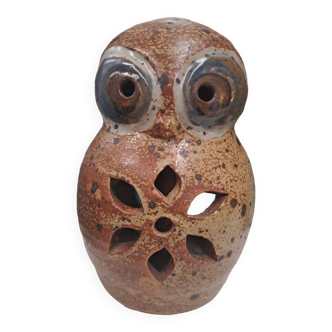 Lampe veilleuse chouette en grès Guy Baudat