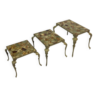 Vintage Set Nesting Tables Onyx Marble 60s Side Tables