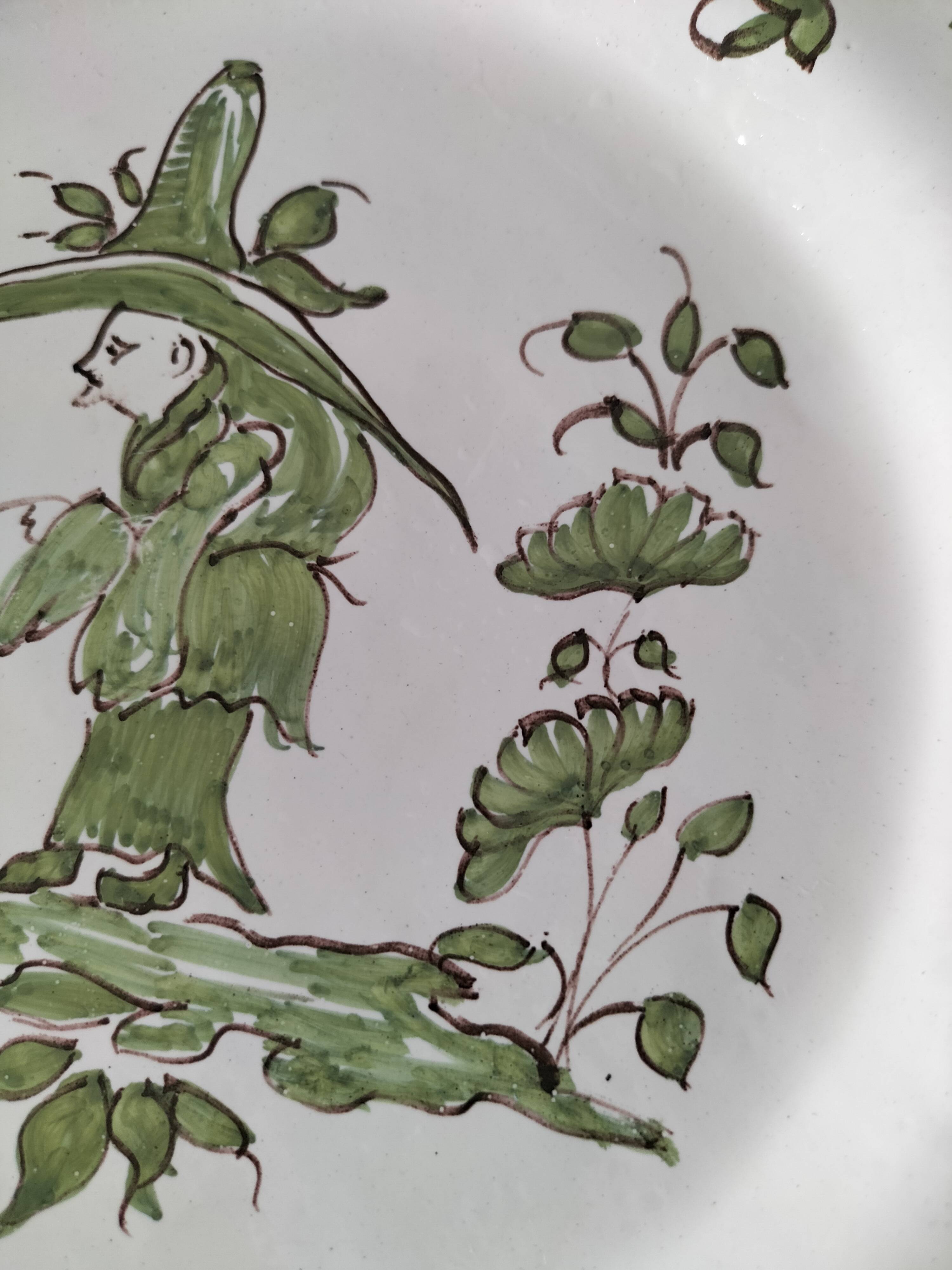 Antique Martres-Tolosane plate – rustic green decor