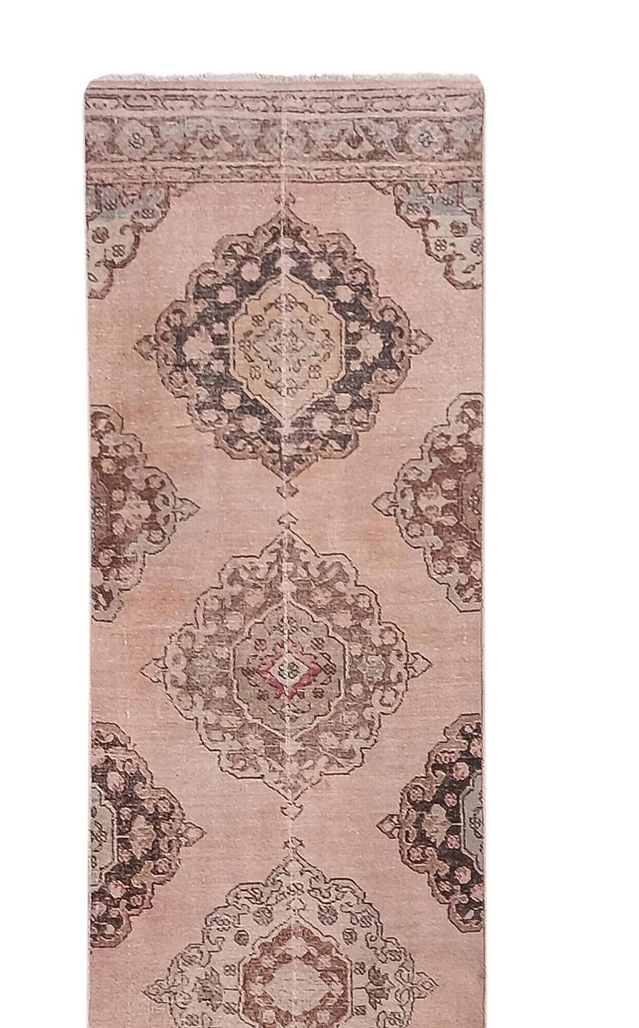 Vintage Turkish hallway rug 86x755 cm