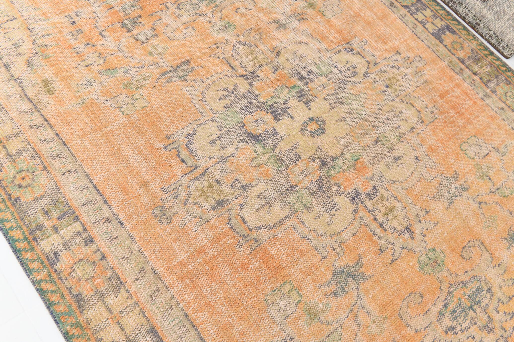 6x10 Turkish Light Orange Cream Vintage Rug, 195x313Cm