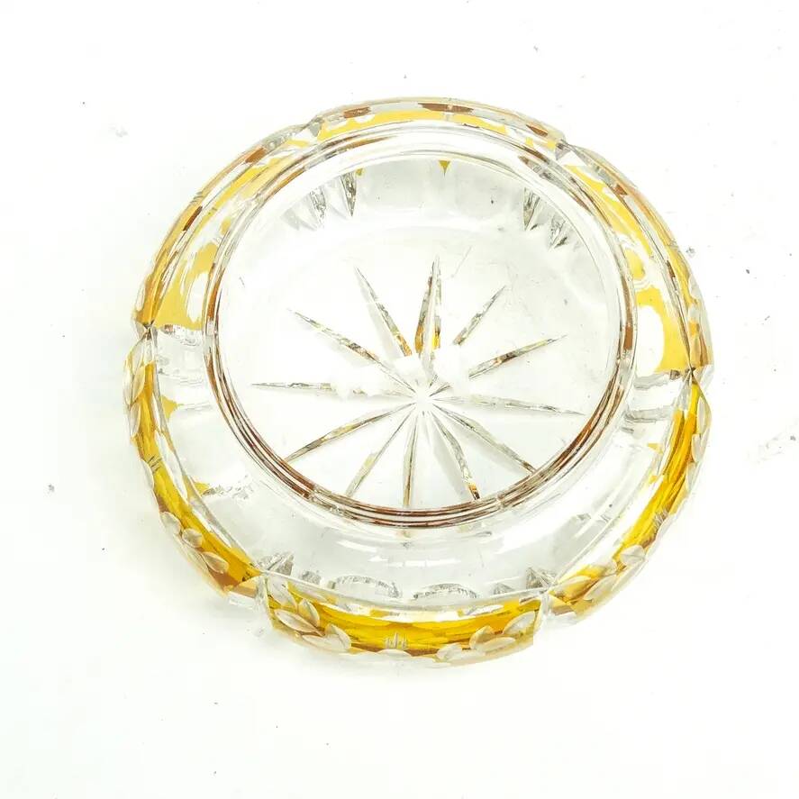 Bonbonnière Art Déco, en verre cristal, Julia Glassworks, Pologne, années 1960