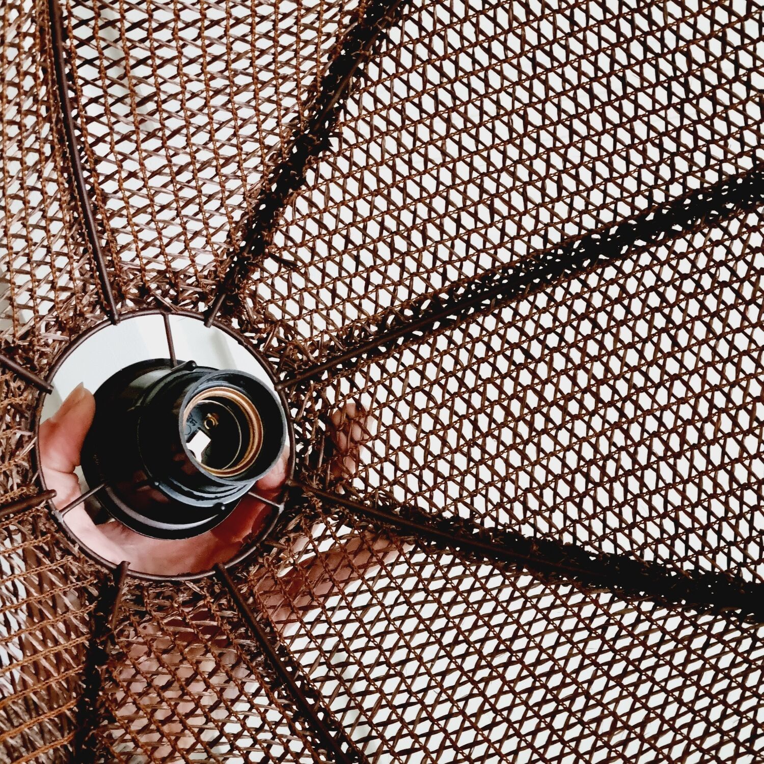 Brown raffia chandelier