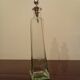 Green blown glass carafe/vase with chrome metal lid, vintage.
