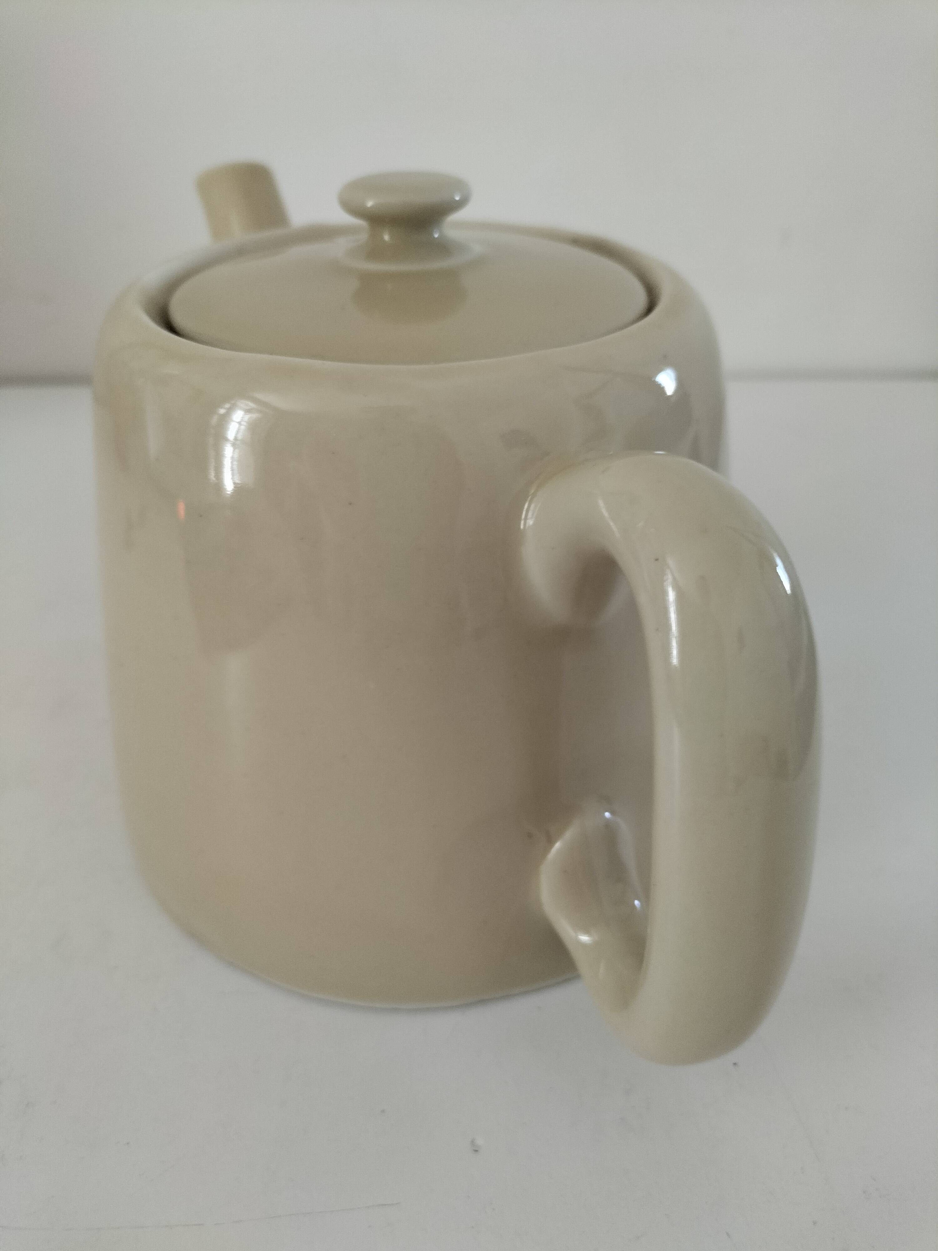 Duo teapot and milk jug in greige ceramic – Vintage bistro style