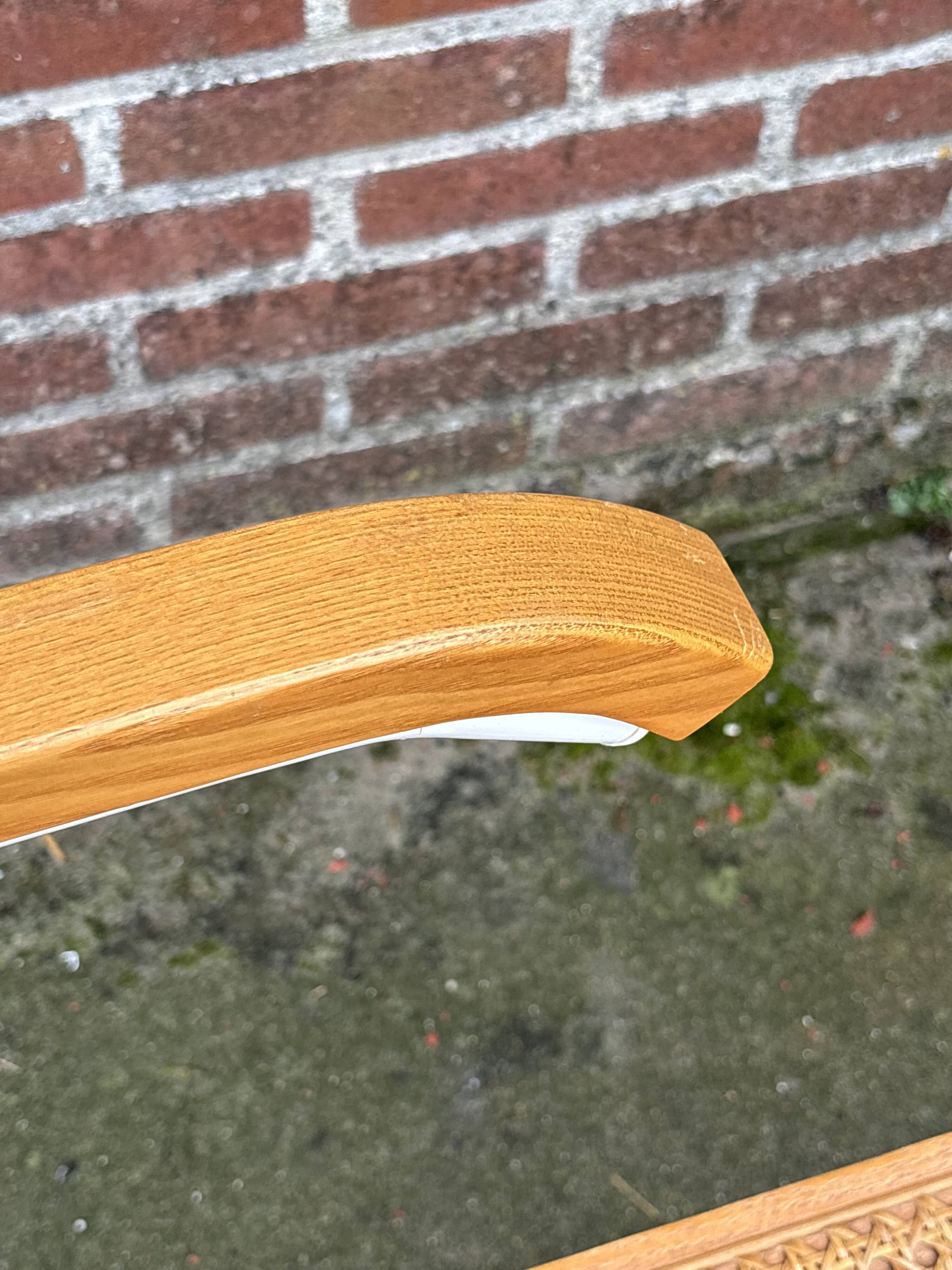 Chair Cesca model with armrests B64 in white metal and wood