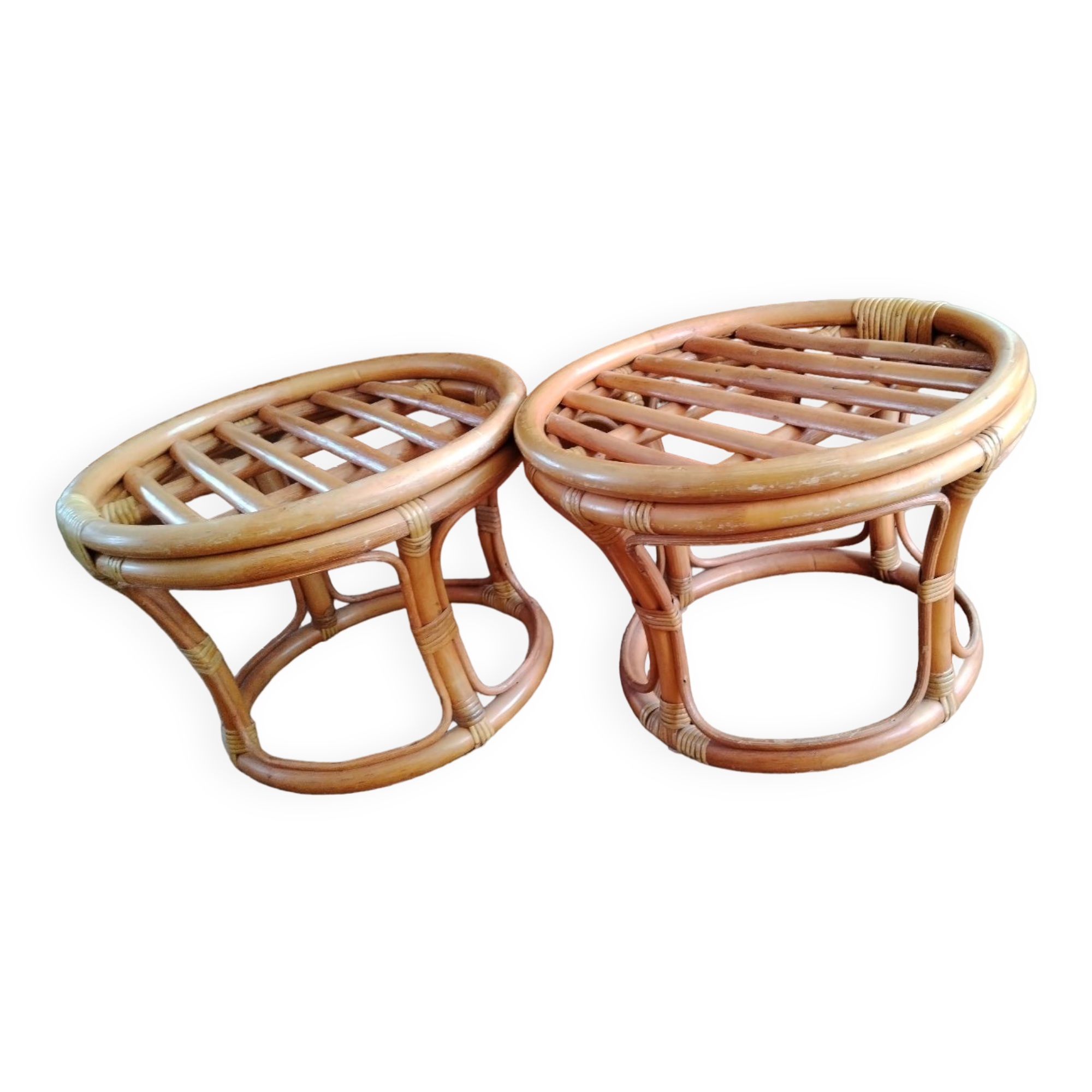 Pair of rattan stools