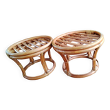 Pair of rattan stools