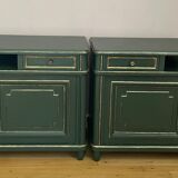 Pair of art-deco bedside tables in painted wood
