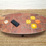 Jean Jaffeux lava stone and ceramic coffee table