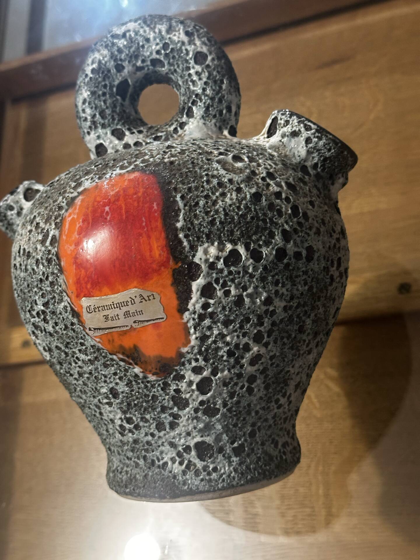 Mediterranean in glazed lava ceramic, France, 1970s.