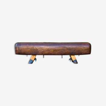 Gymnastic Leather Pommel Horse Bench, 1930s