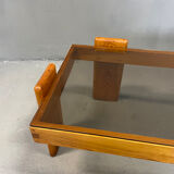 Pine coffee table & glass top