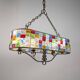 Large Italian Multi-Colored Hammered Crystal and Wrought Iron Chandelier