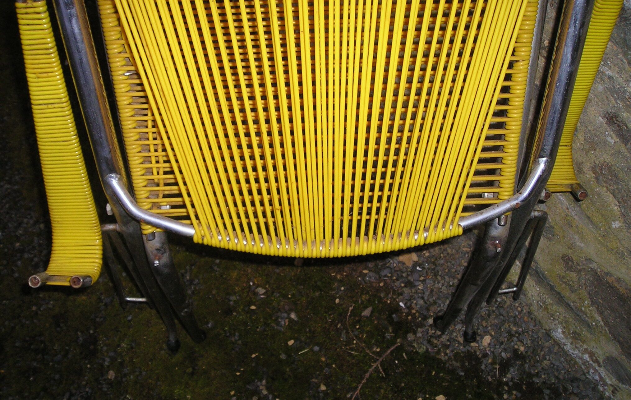 Folding chair chromed metal and scoubidou, 1960