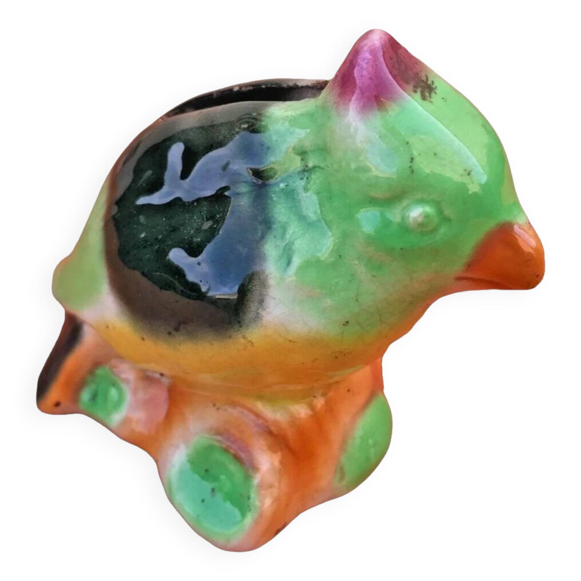 Polychrome ceramic parrot shape