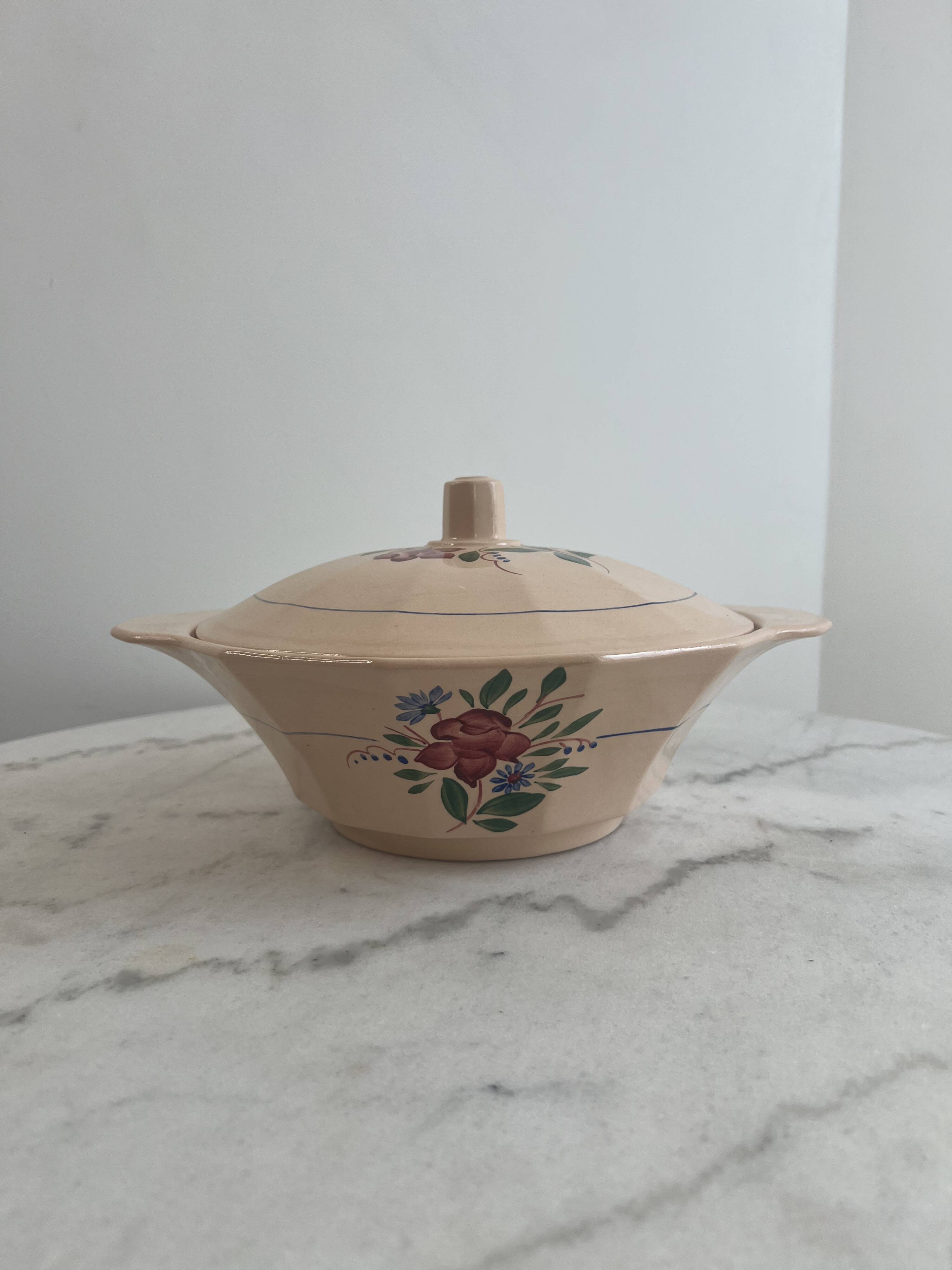 Hand-painted soup tureen from Sarreguemines.