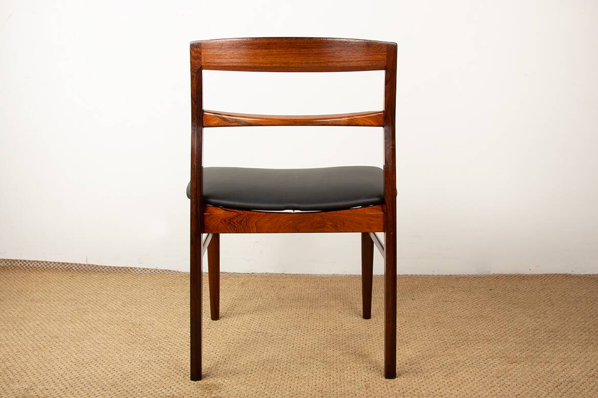 4 Danish chairs in rosewood and new leatherette by Henning Kjaernulf 1960.