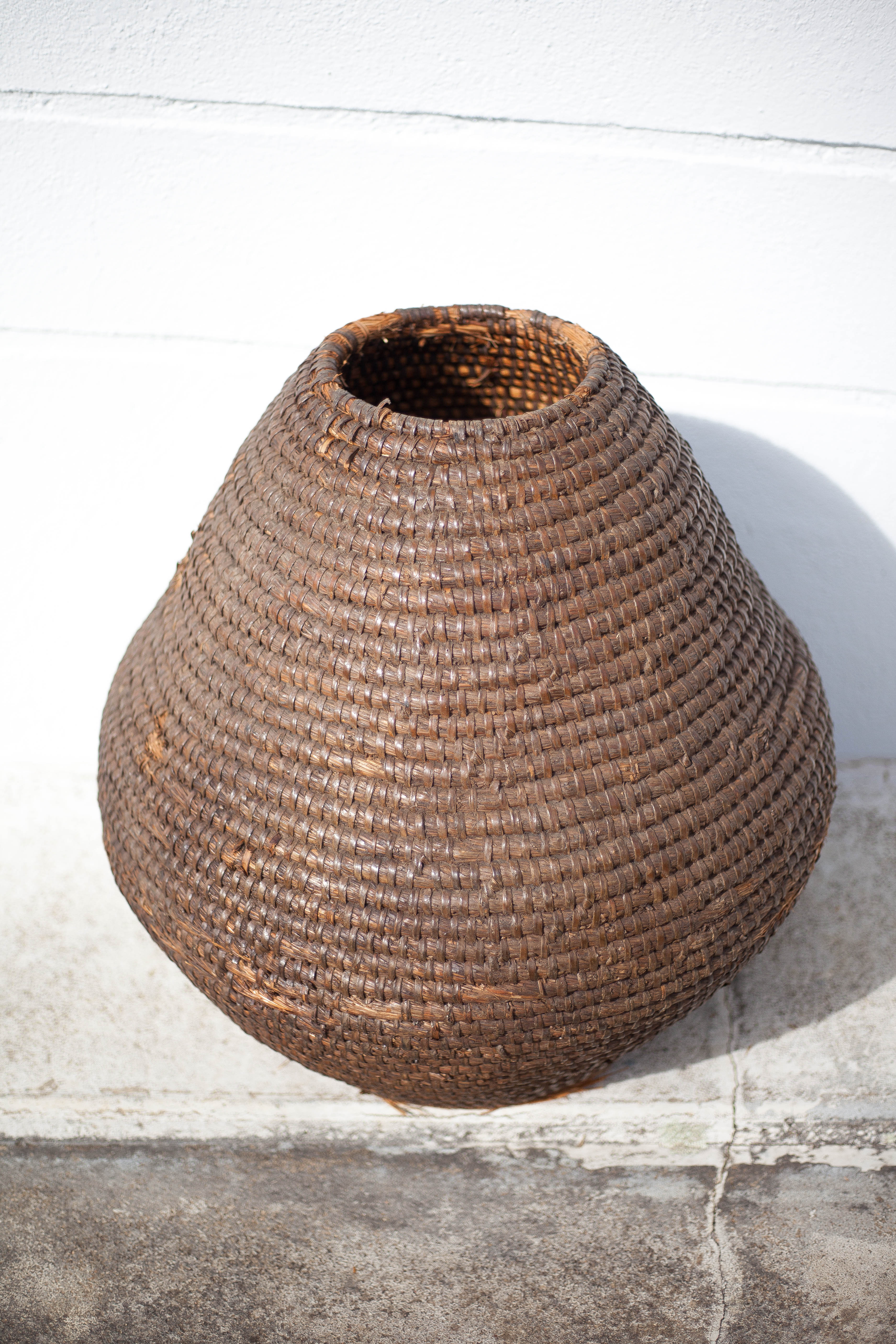 Old basket, straw and bramble bud