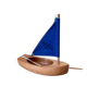Small navigable pond sailboat made of wood and cotton, in good condition.