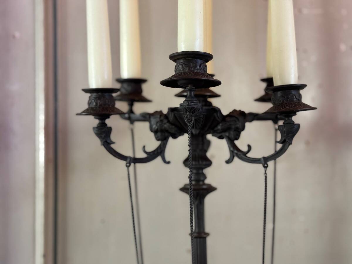 Pair of large bronze candelabras in the Antique style, circa 1880