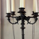 Pair of large bronze candelabras in the Antique style, circa 1880