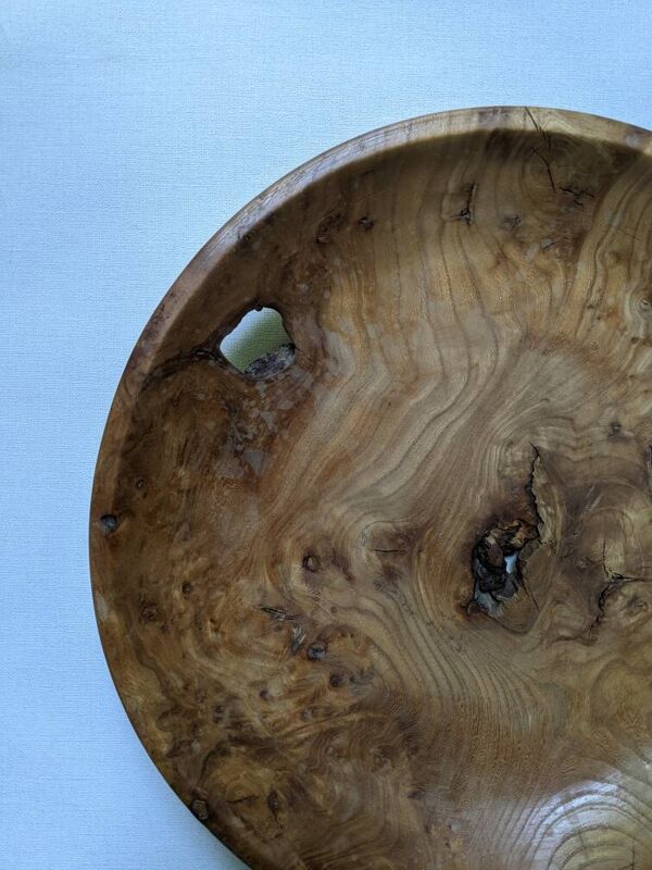 Coupe en bois d'olivier plat ancien artisanal slow décoration campagne