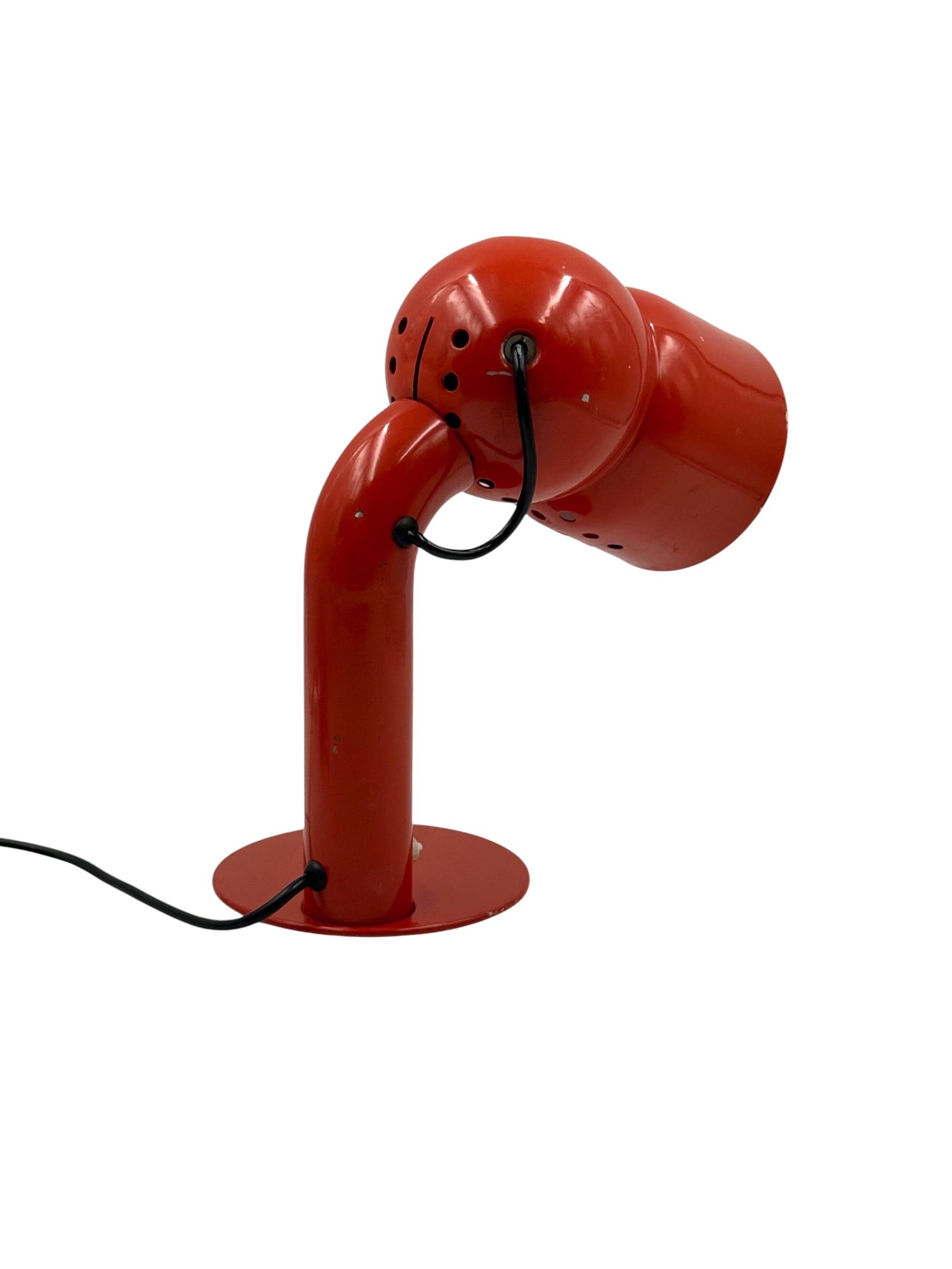 Elio Martinelli, mod. 2135 Robot red table lamp, Martinelli Luce Italy 1966