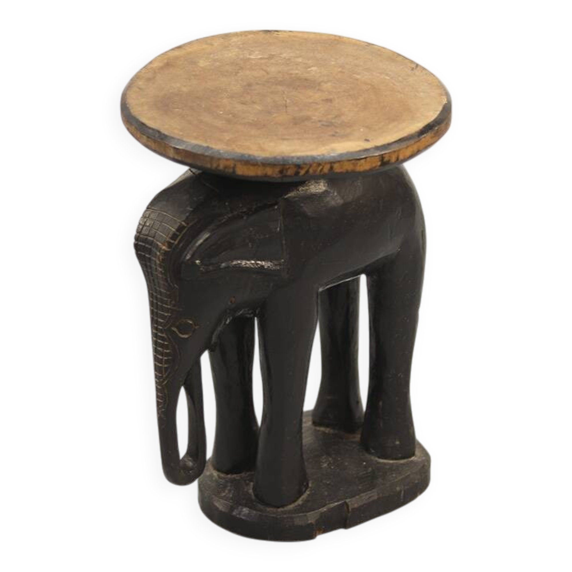 Antique Folk Art Colonial Elephant Side Table / Pedestal