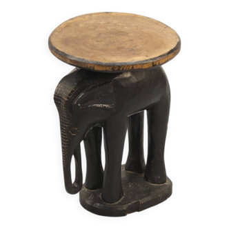 Antique Folk Art Colonial Elephant Side Table / Pedestal
