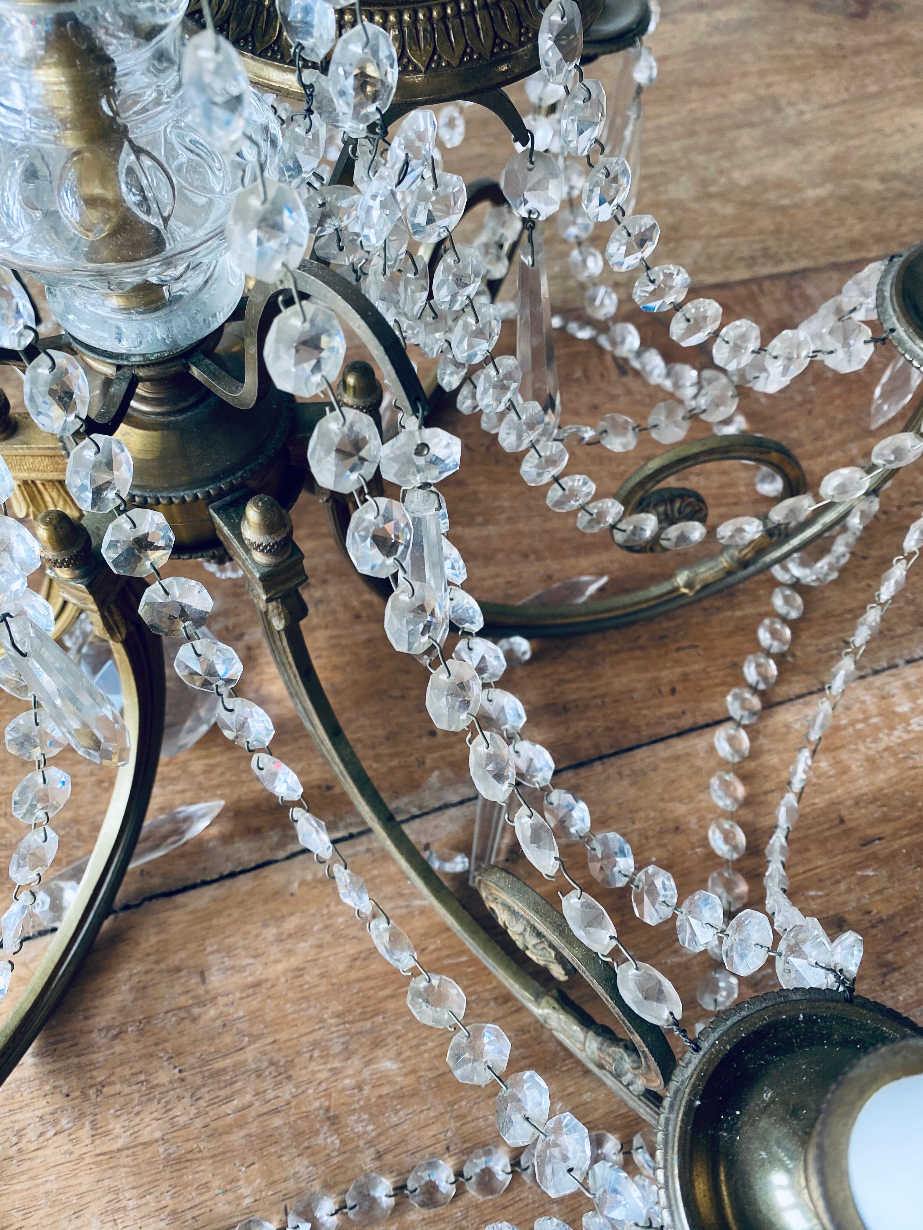 Chandelier with crystal and bronze tassels