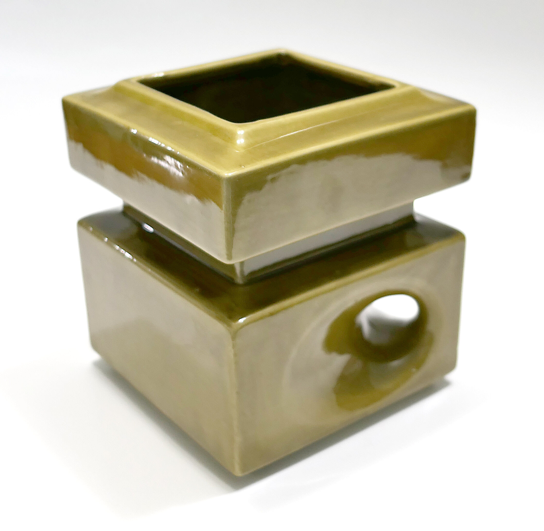 Modernist ceramics 1960s olive green