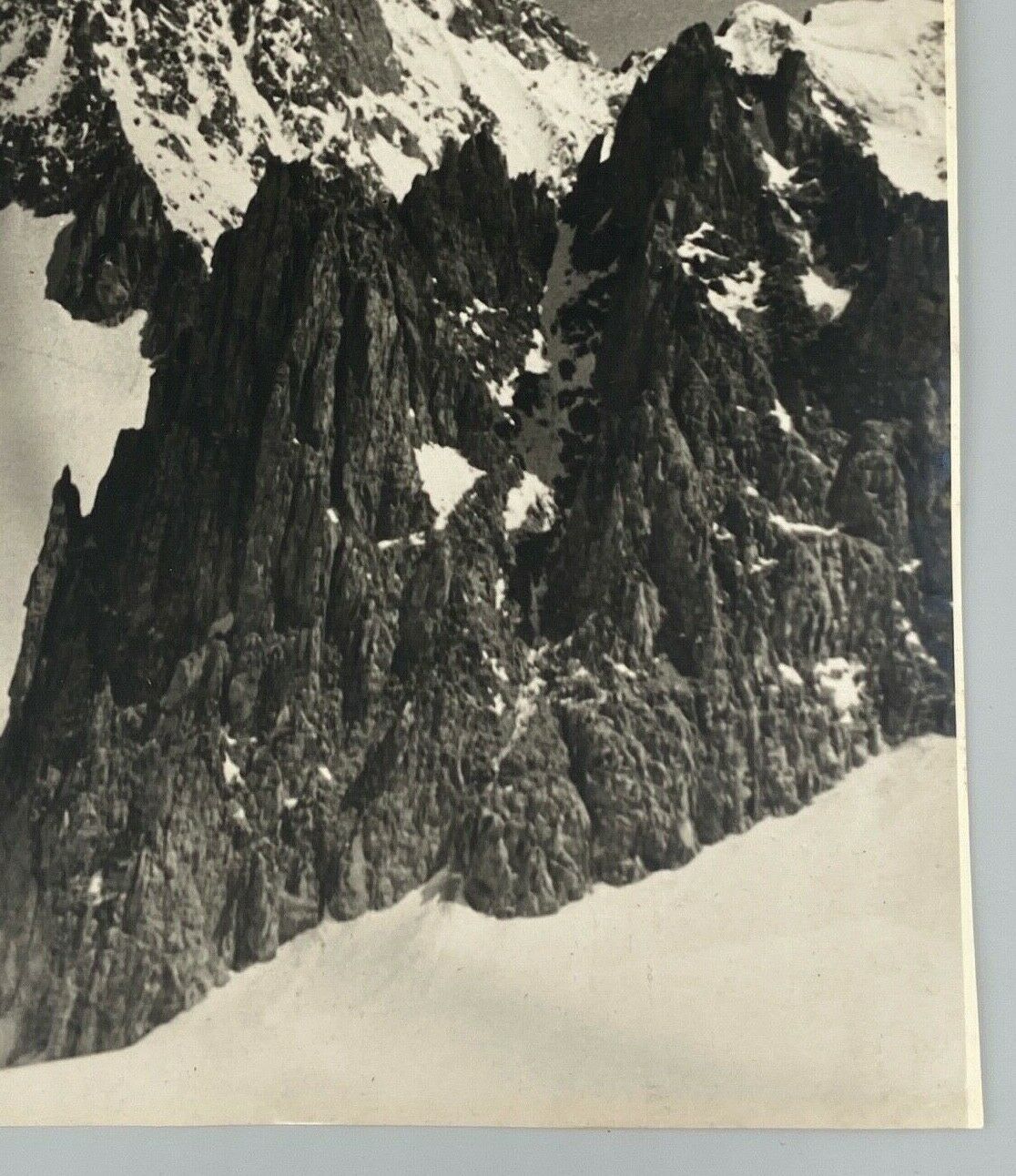 Old photo in black and white mountain summit artistic snow